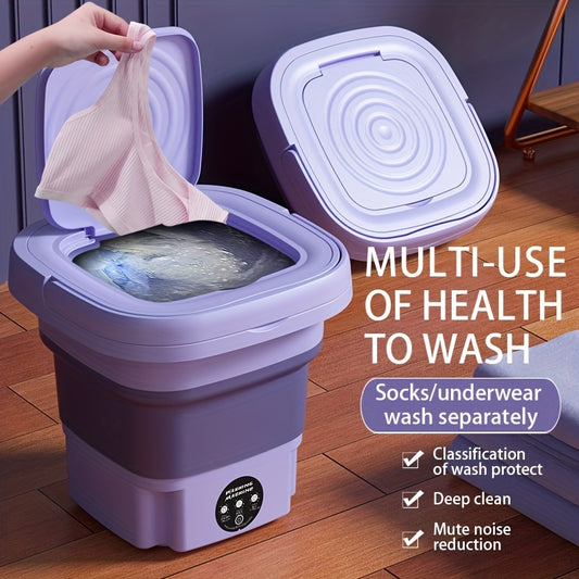 1pc Folding Washing Machine, Mini Washing Machine, Portable Washing Machine, Suitable For Travel Use, Underwear Bra Socks Washing Machine, Suitable For Home Use, 2.11gal Large Capacity Laundry Machine