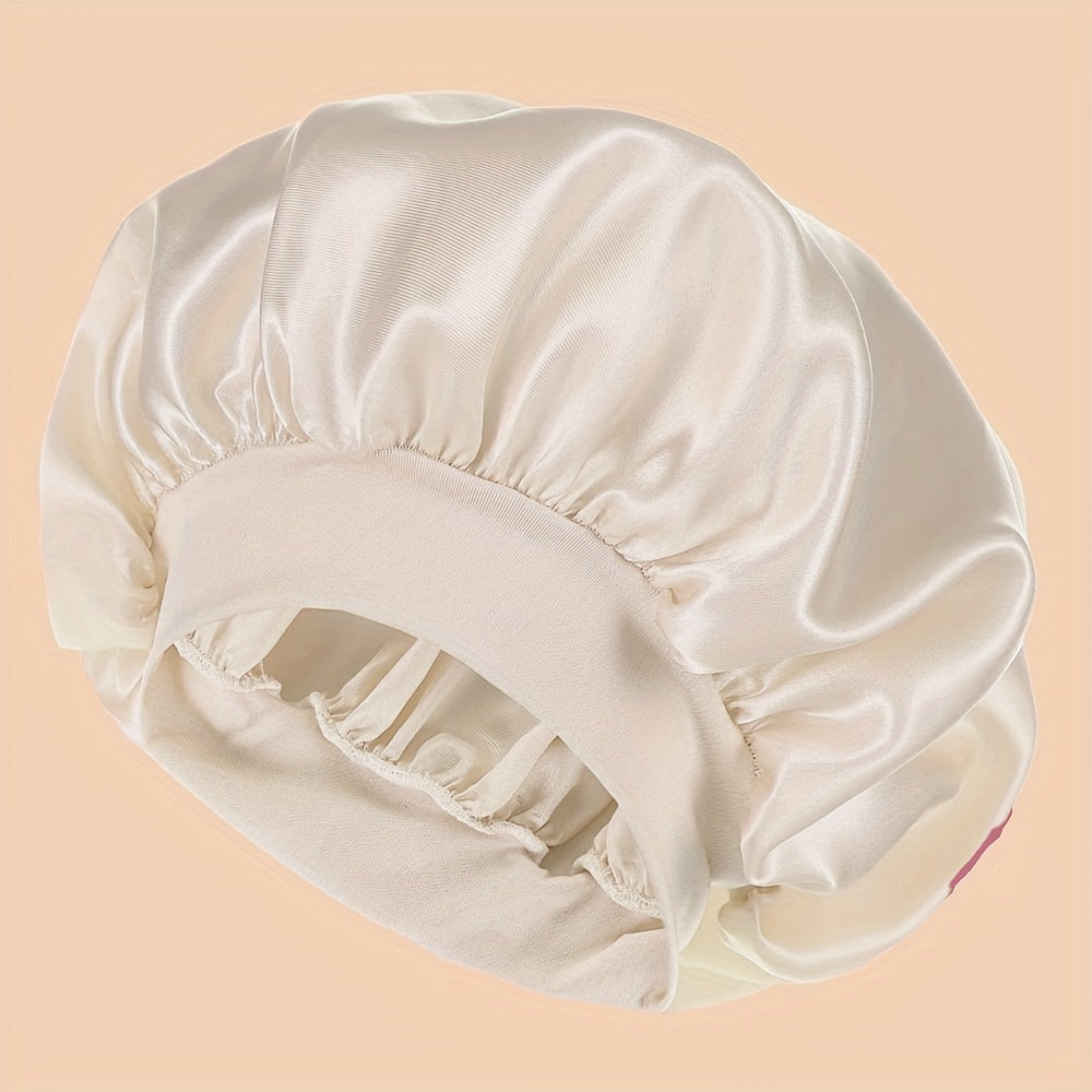 ZTZI Polyester 100% Satin Wide Brimmed Shower Cap, Elastic Hair Bonnet with Toggle Closure, Knitted Fantasy Theme for Birthday, Hand Washable Sleep Bonnet without Feathers