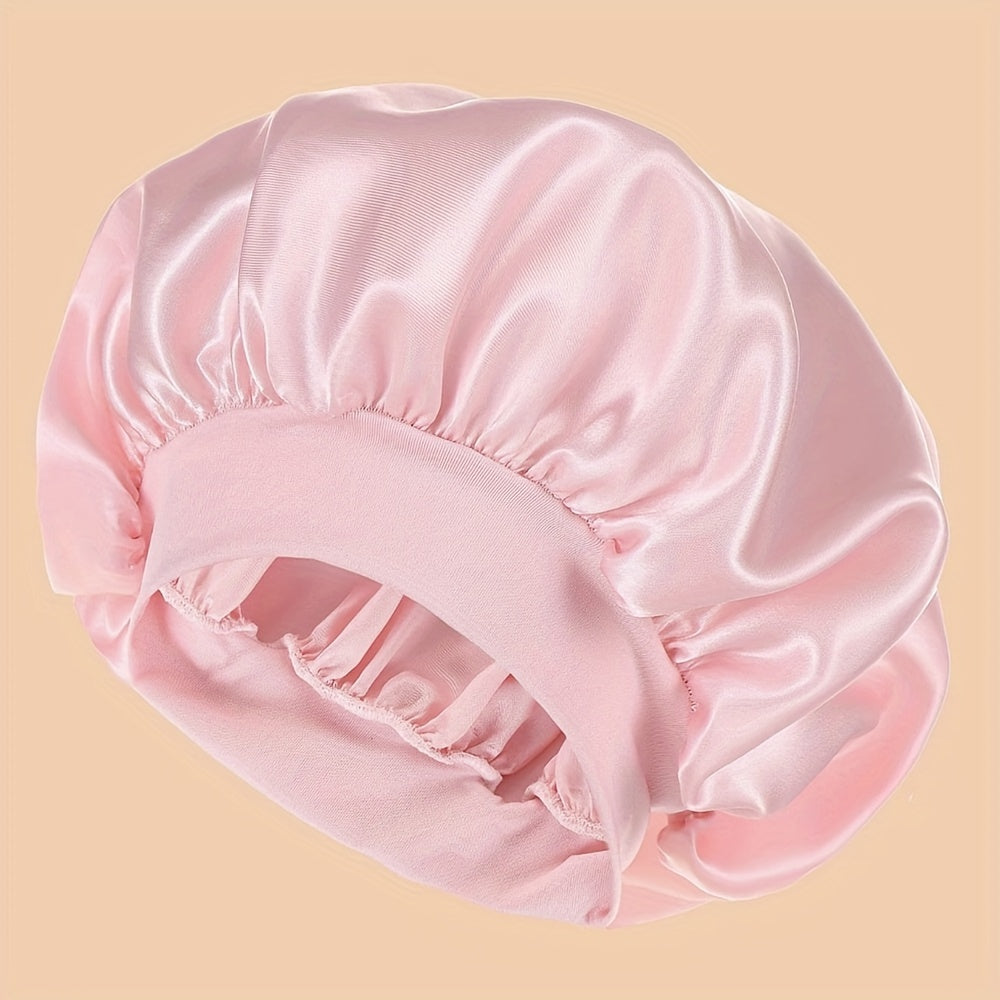 ZTZI Polyester 100% Satin Wide Brimmed Shower Cap, Elastic Hair Bonnet with Toggle Closure, Knitted Fantasy Theme for Birthday, Hand Washable Sleep Bonnet without Feathers