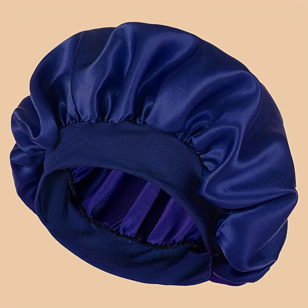 ZTZI Polyester 100% Satin Wide Brimmed Shower Cap, Elastic Hair Bonnet with Toggle Closure, Knitted Fantasy Theme for Birthday, Hand Washable Sleep Bonnet without Feathers