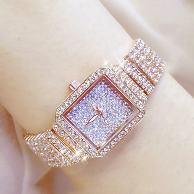 BS Women Watch Famous Luxury Brands Diamond Ladies Wrist Watches Female Small Wristwatch Rose Gold Watch Women Montre Femme