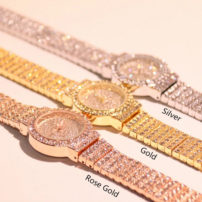 BS Women Watch Famous Luxury Brands Diamond Ladies Wrist Watches Female Small Wristwatch Rose Gold Watch Women Montre Femme