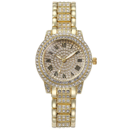 Montre de luxe en cristal pour femmes, Montre-bracelet à Quartz, décontractée, exquise