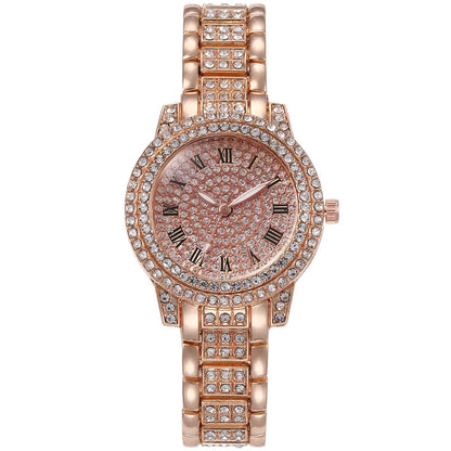 Montre de luxe en cristal pour femmes, Montre-bracelet à Quartz, décontractée, exquise