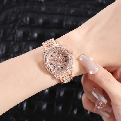 Montre de luxe en cristal pour femmes, Montre-bracelet à Quartz, décontractée, exquise