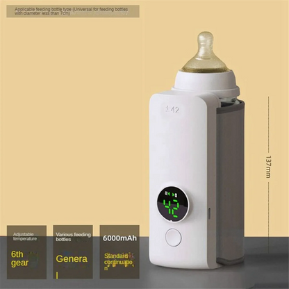 Bottle Heating Jacket 6Levels Adjustment Temperature Display Night Light Lighting Portable Baby Bottle Heater 6000Amh C