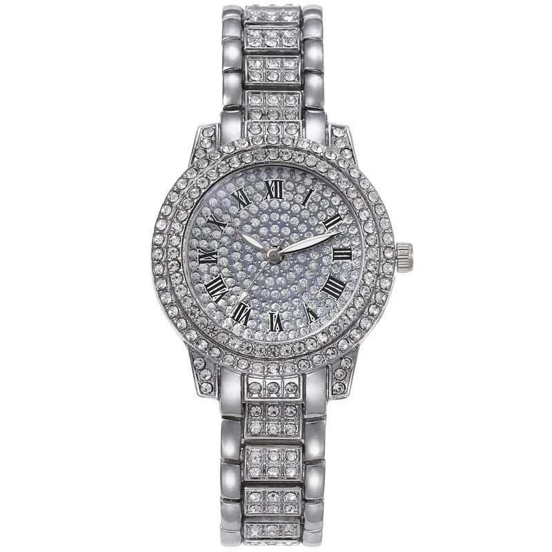 Montre de luxe en cristal pour femmes, Montre-bracelet à Quartz, décontractée, exquise