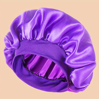 ZTZI Polyester 100% Satin Wide Brimmed Shower Cap, Elastic Hair Bonnet with Toggle Closure, Knitted Fantasy Theme for Birthday, Hand Washable Sleep Bonnet without Feathers